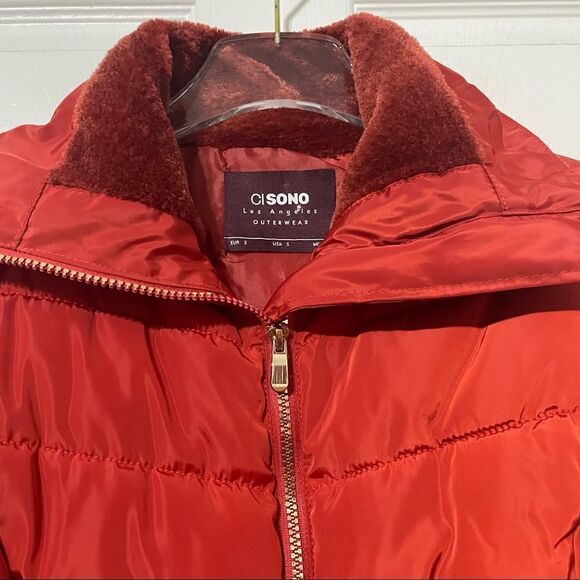 CI Sono Los Angeles Burnt Orange Quilted Puffer Jacket Size Small - Picture 11 of 12